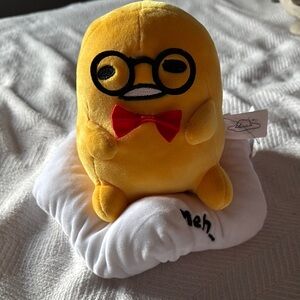 Yellow Plush Gudetama with Red Bow Tie
